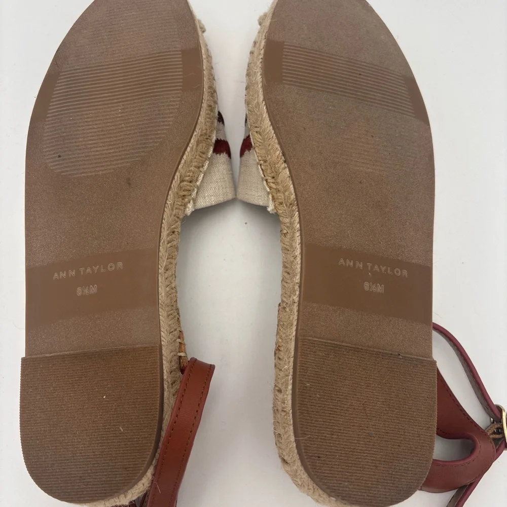 Ann‎ Taylor Striped Espadrilles in Cream and Pink